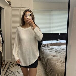 ASOS white ribbed sweater with crew neck